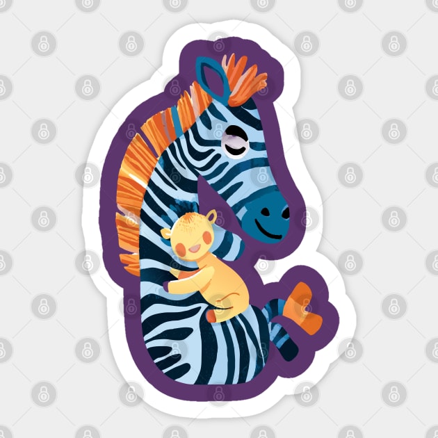 Funny Zebra with Baby Zebra Sticker by KDCreativeDesign